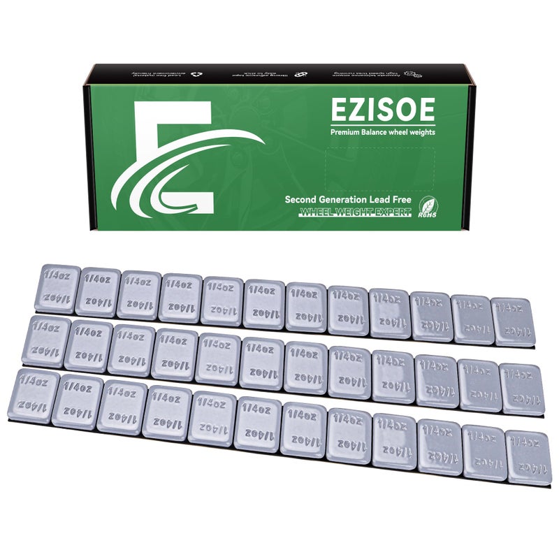 EZISOE أوزان العجلات اللاصقة EZISOE 1/4 أونصة (1 صندوق، 288 قطعة، 72 أونصة)، أوزان عجلات رمادية ذات لاصق خلفي للسيارات والشاحنات وسيارات الدفع الرباعي والدراجات النارية - Image 1